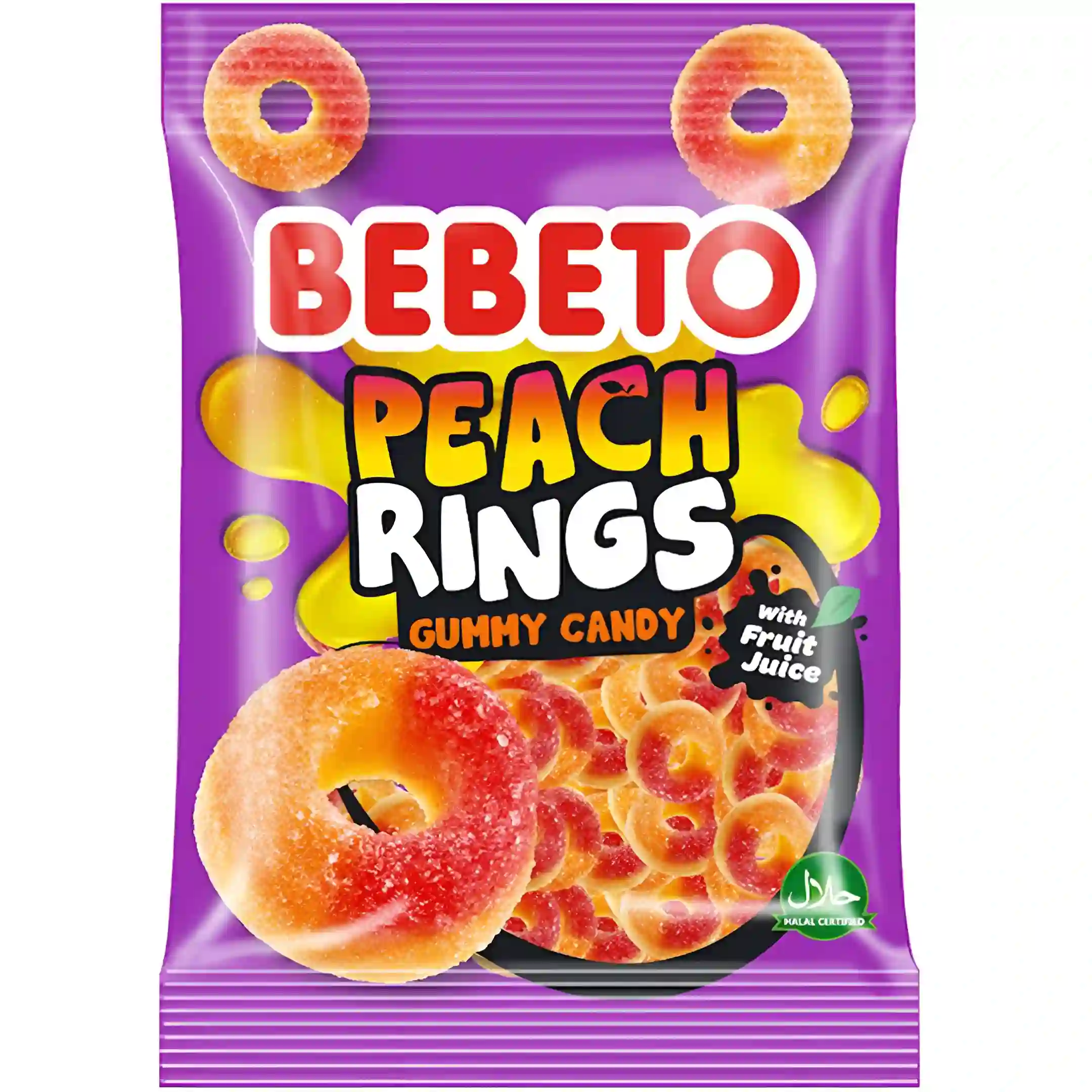 پاستیل ببتو مدل حلقه‌ای هلو Bebeto Peach Rings...