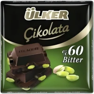 شکلات تلخ 60% اولکر چیکولاتا با مغز پسته Ulker cikolata وزن 65 گرم
