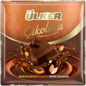 شکلات اولکر چیکولاتا با مغز عسل، بادام و کروکانت Ulker Cikolata وزن 60 گرم