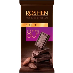 شکلات تلخ 80% روشن Roshen Brut وزن 85 گرم