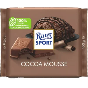 شکلات ریتر اسپرت با مغز موس کاکائو Ritter Sport Cocoa Mousse وزن ۱۰۰ گرم