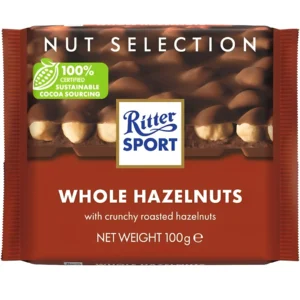 شکلات ریتر اسپرت با مغز فندق کامل Ritter Sport Whole Hazelnuts وزن ۱۰۰ گرم