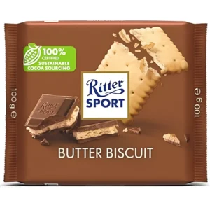شکلات ریتر اسپرت با مغز بیسکویت کره ای Ritter Sport Butter Biscuit وزن ۱۰۰ گرم