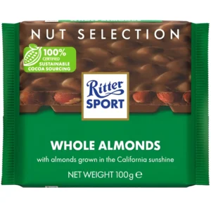 شکلات ریتر اسپرت با مغز بادام کامل Ritter Sport Whole Almonds وزن ۱۰۰ گرم