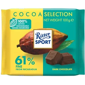 شکلات ریتر اسپرت با شکلات تلخ 61% Ritter Sport 61% Fine From Nicaragua وزن ۱۰۰ گرم