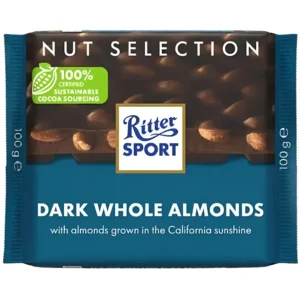 شکلات ریتر اسپرت با مغز بادام کامل تلخ Ritter Sport Dark Whole Almonds وزن ۱۰۰ گرم