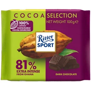 شکلات ریتر اسپرت با شکلات تلخ 81% Ritter Sport 81% Extra Intense From Ghana وزن 100 گرم