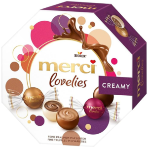 شکلات مرسی لاولیز کرمی مخلوط شکلات مغزدار Merci Lovelies Creamy وزن 185 گرم