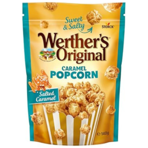 پاپ کورن وردرز اورجینال با روکش کرم کارامل نمکی Werther's Original Caramel Popcorn وزن 140 گرم