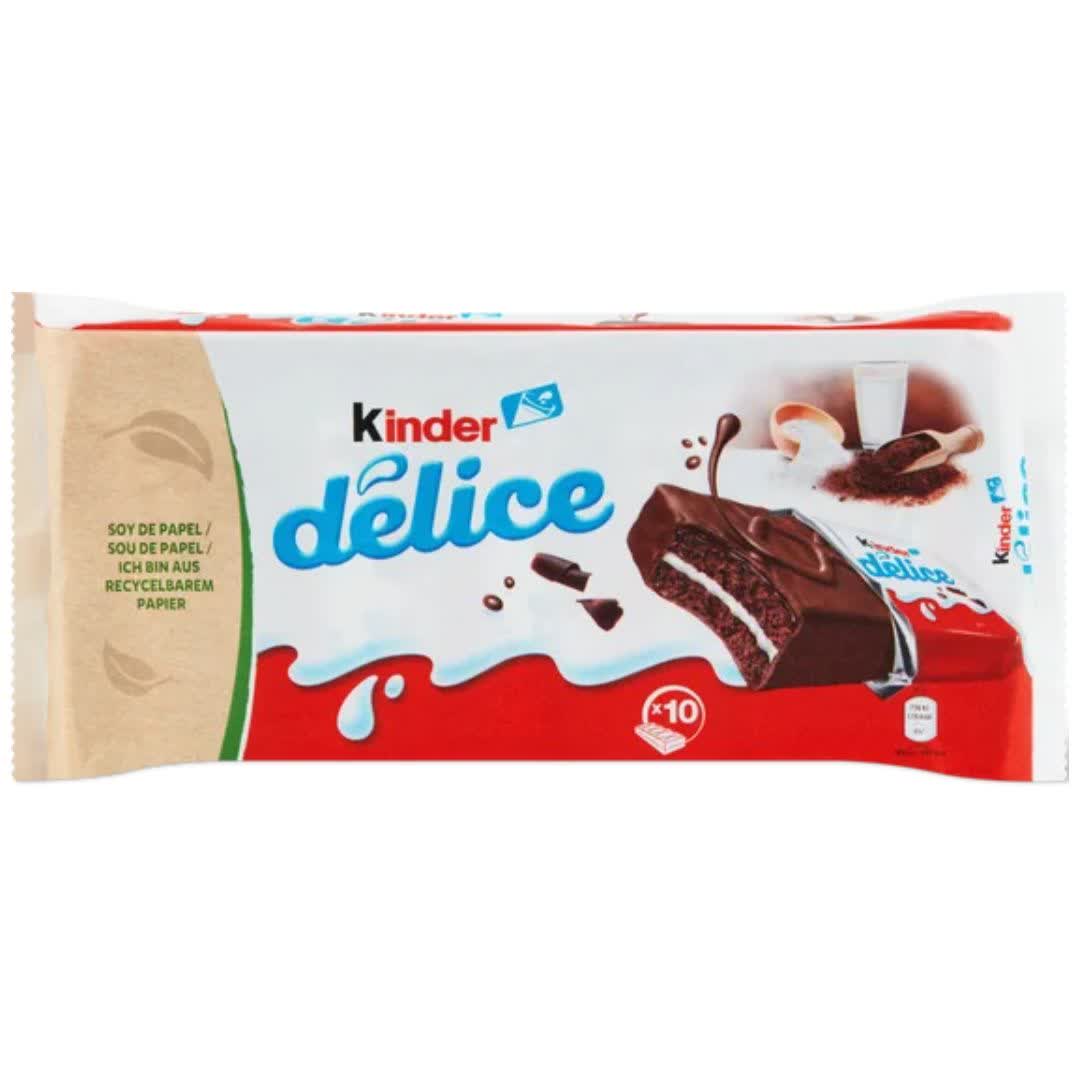 کیک شکلاتی با مغز شیر و کرم شکلات کیندر kinder Delice وزن 39 گرم