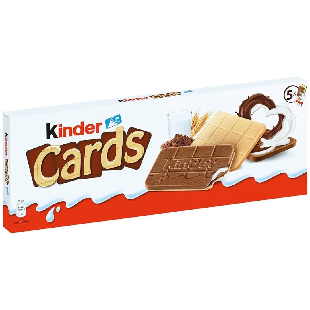 بیسکوئیت شکلاتی ایتالیایی کیندر کادرز Kinder Cards بسته 5 عددی