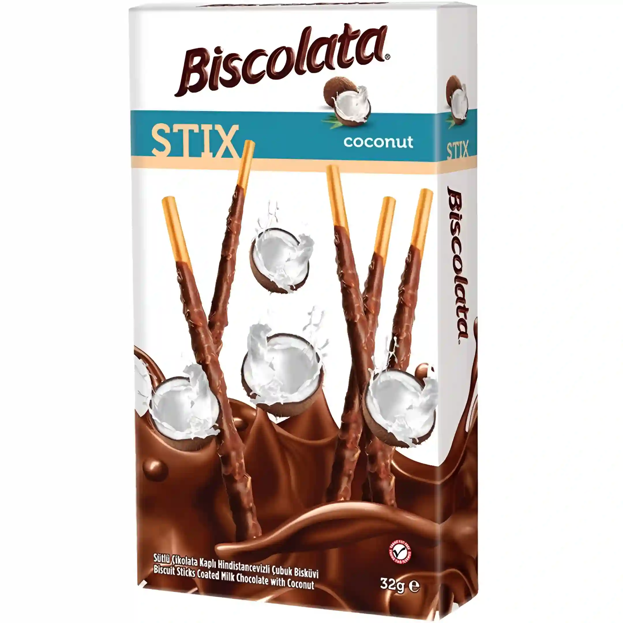 چوب شکلاتی بیسکولاتا استیکس با طعم نارگیل biscolata...