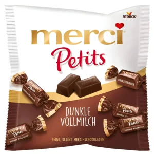 شکلات مرسی پتیتس با کرم کاکائو تلخ Merci Petits dunkle Vollmilch وزن 125 گرم