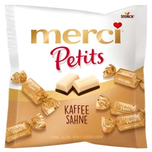 شکلات مرسی پتیتس با کرم قهوه و خامه Merci Petits kaffee sahne وزن 125 گرم