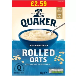 غلات بار کویکر جو دو سر رول شده فرنی Quaker Rolled Oats وزن 1000 گرم