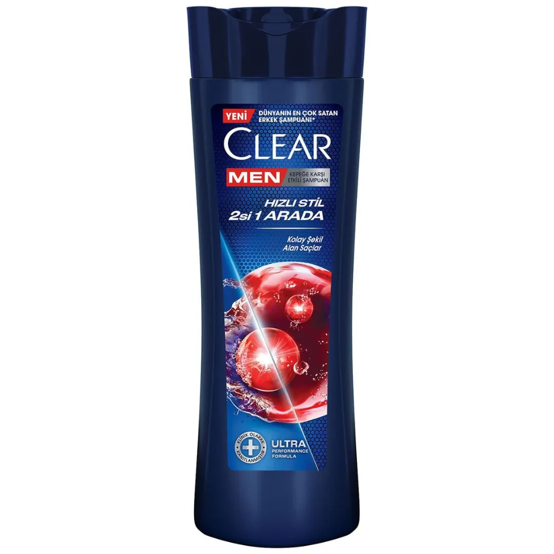 شامپو ضد شوره مردانه کلیر مدل 2 در 1 سریع استایل با خاصیت حالت‌ دهی آسان Clear Men Hizli Stil 2’si 1 Arada حجم 350 میل