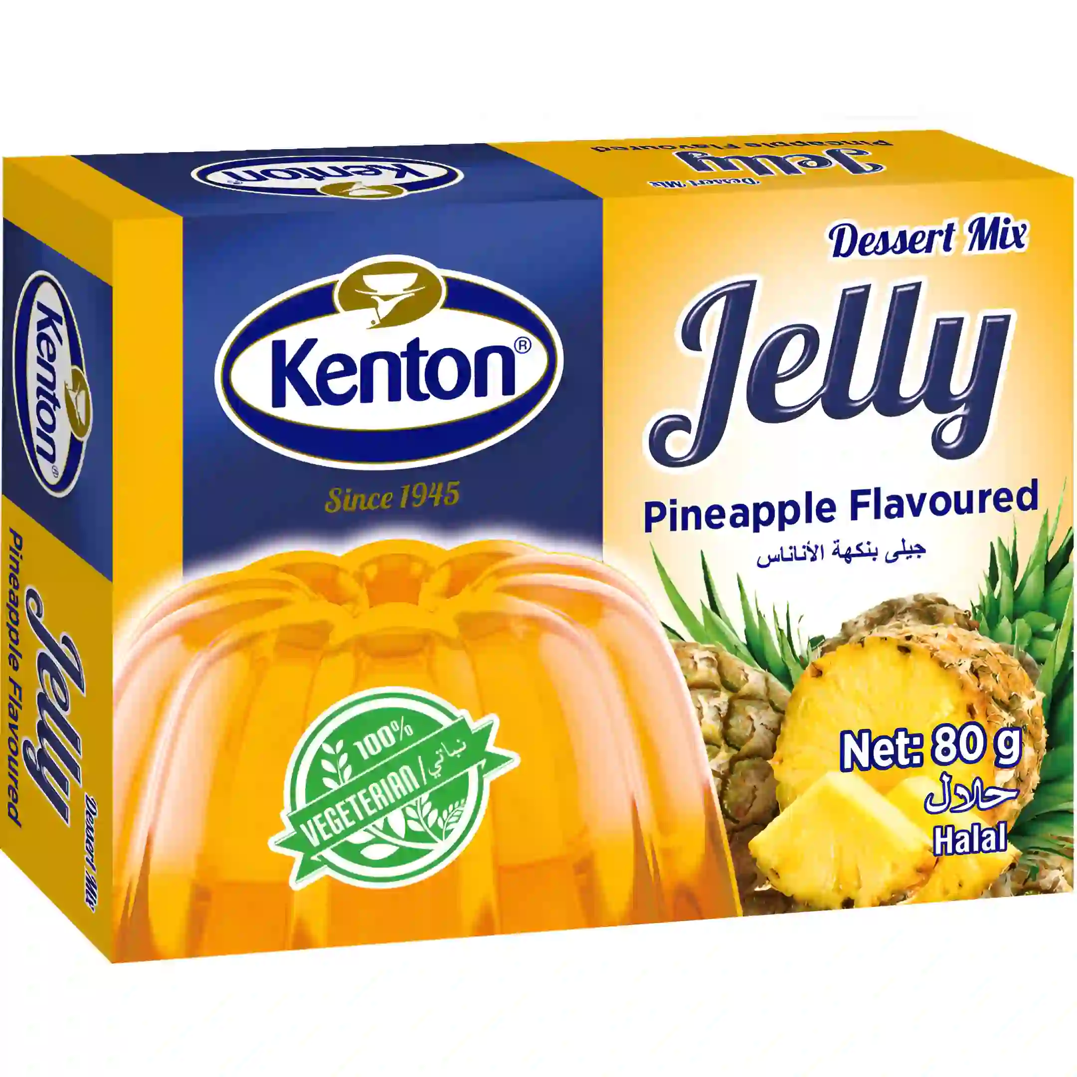 پودر ژله گیاهی کنتون با طعم آناناس Kenton Jelly Pineapple Flavoured وزن 80 گرم