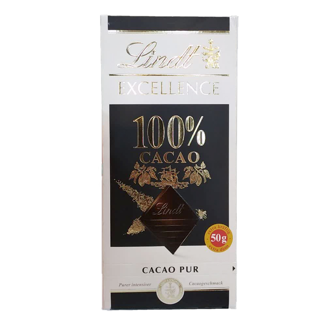 شکلات تخته ای لینت با طعم تلخ 10۰ درصد Lindt Excellence Cacao Pur وزن 5۰ گرم