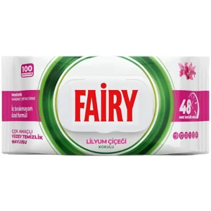 دستمال سطوح چند منظوره فیری با رایحه گل لیلیوم FAIRY LİLYUM ÇİÇEĞİ بسته 100 عددی وزن 1200