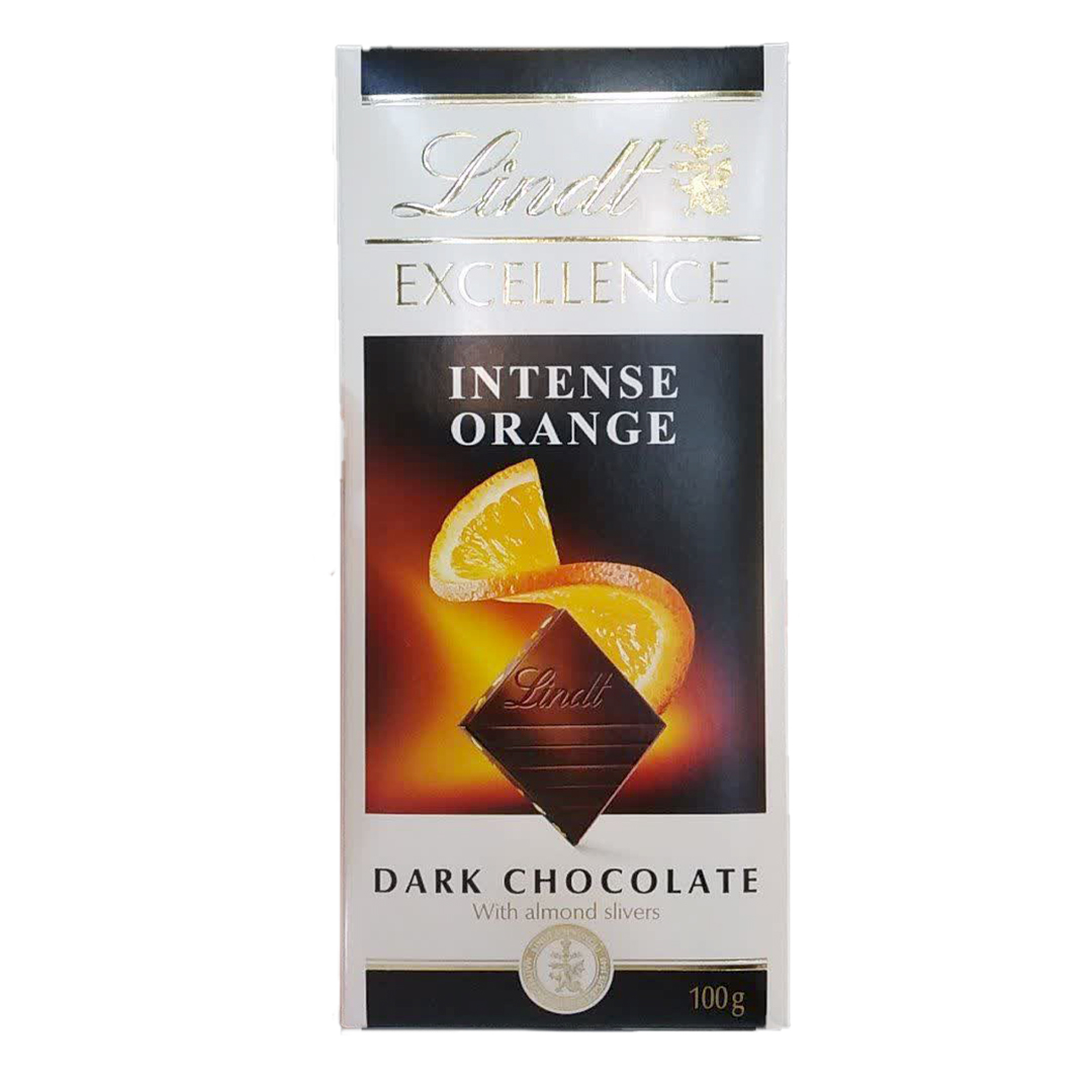 شکلات تخته ای لینت با طعم تلخ و پرتقال Lindt Excellence Intense Orange وزن ۱۰۰ گرم
