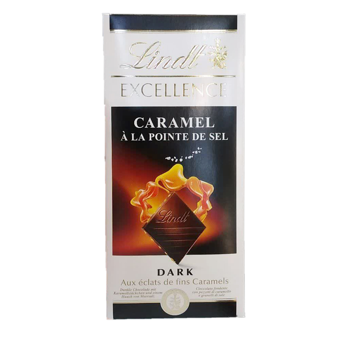 شکلات تخته ای لینت با طعم تلخ کارامل و نمک دریایی Lindt Excellence Caramel A La Pointe De Sel وزن ۱۰۰ گرم