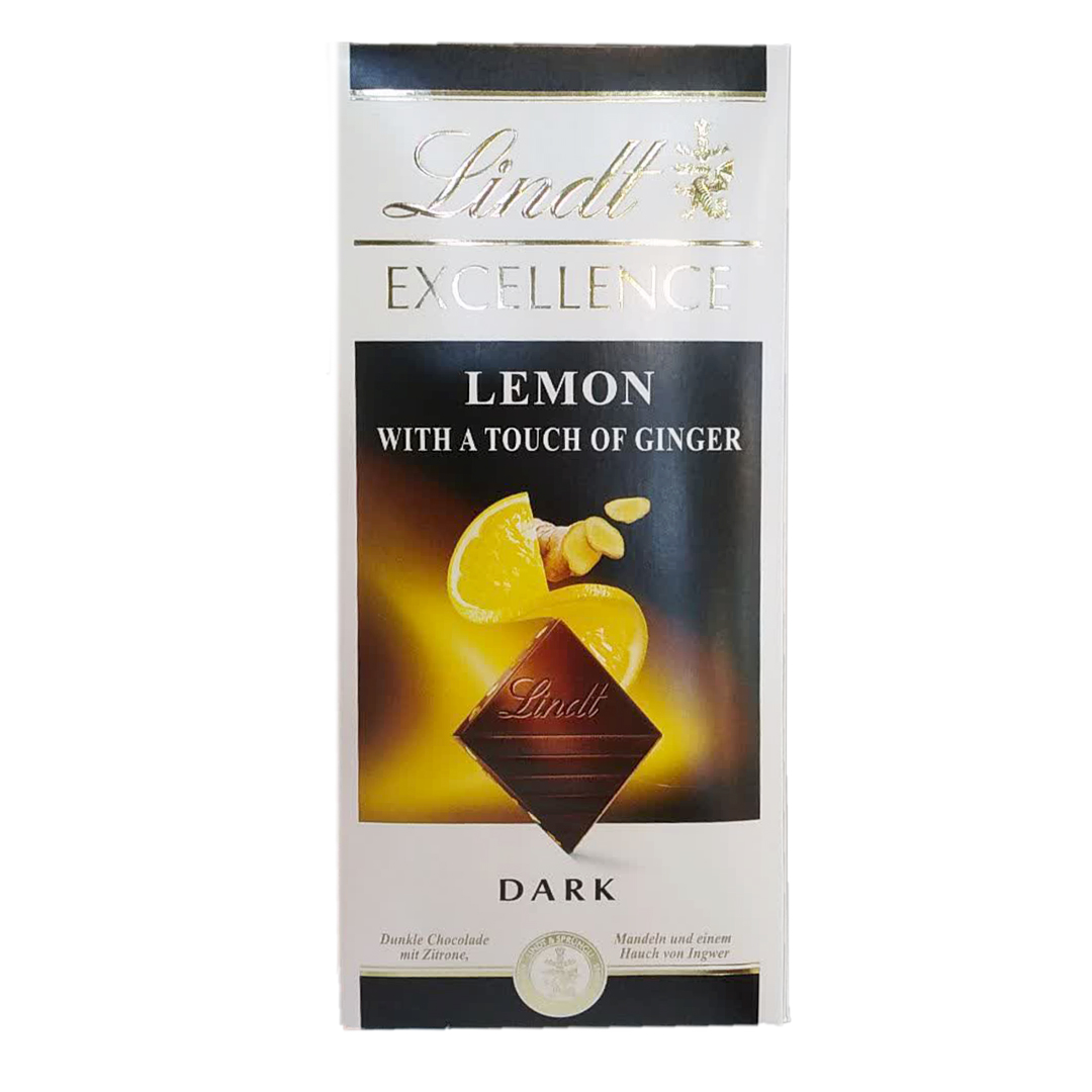شکلات تخته ای لینت با طعم تلخ لیمو و زنجبیل Lindt Excellence Lemon And With A Touch Of Ginger وزن ۱۰۰ گرم