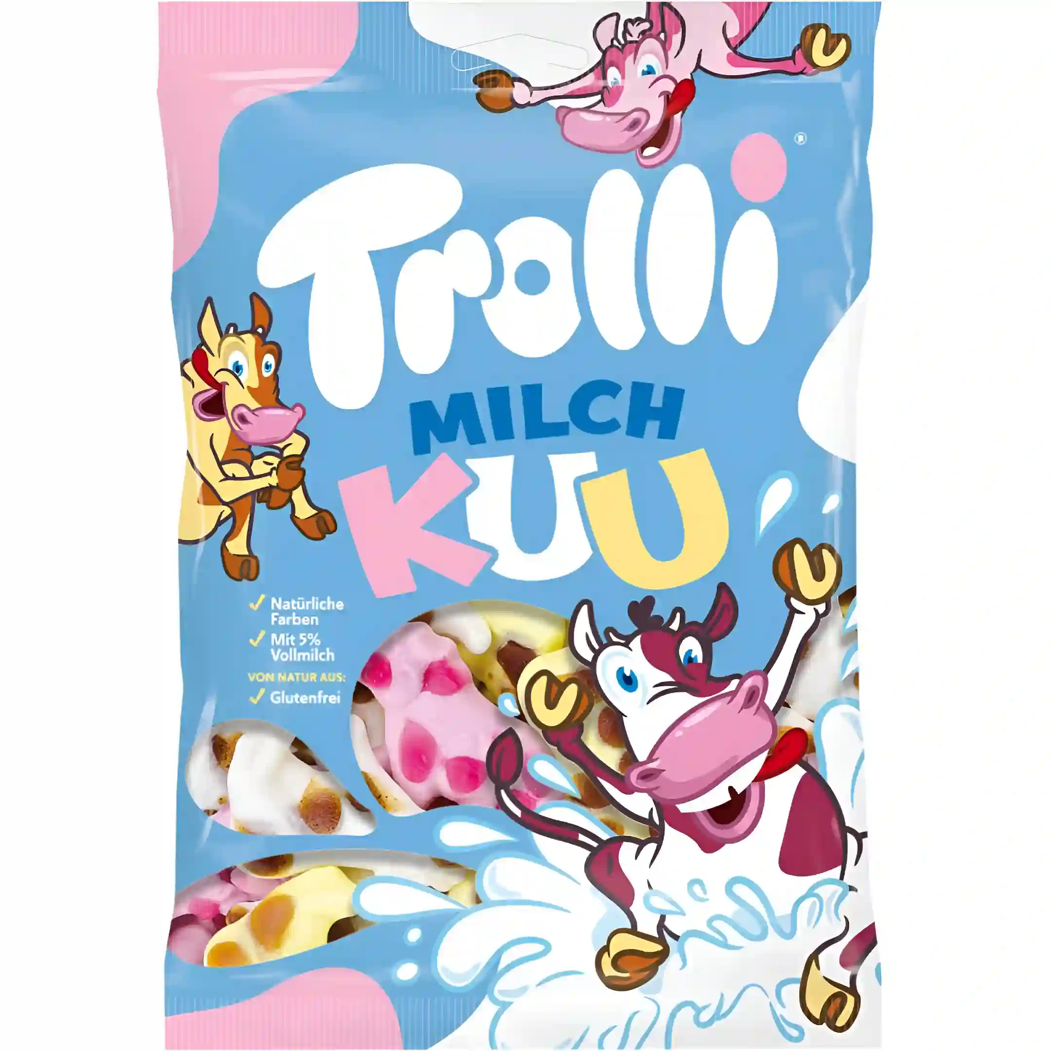 پاستیل ترولی گاوی با طعم شیری میوه ای Trolli Milch KUU وزن 150 گرم