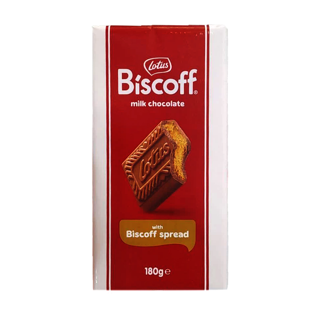 شکلات تخته ای شیری بیسکوف لوتوس با مغز بیسکویت و طعم کاراملی و ترد Lotus Biscoff وزن 180 گرم