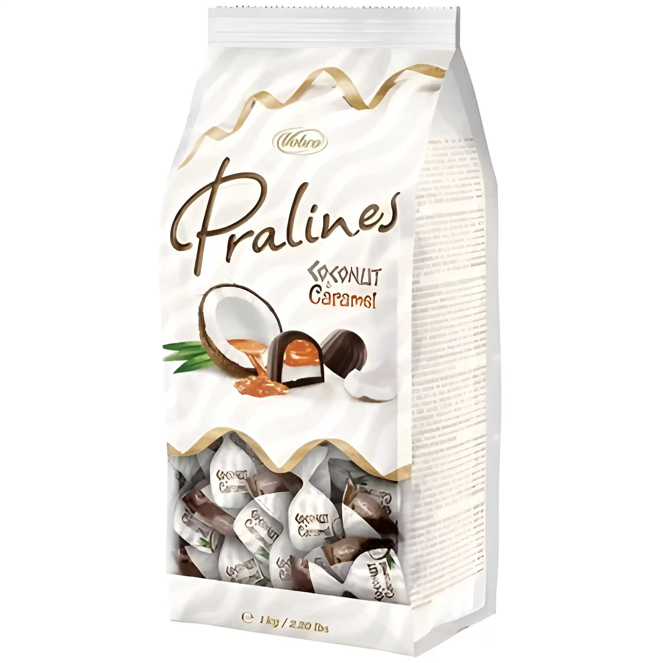 شکلات پرالینز وبرو با مغز نارگیل و کارامل Vobro Pralines بسته 1 کیلویی