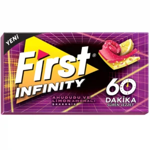 آدامس 60 دقیقه فرست اینفینیتی با طعم لیمو و تمشک First Infinity وزن 27 گرم