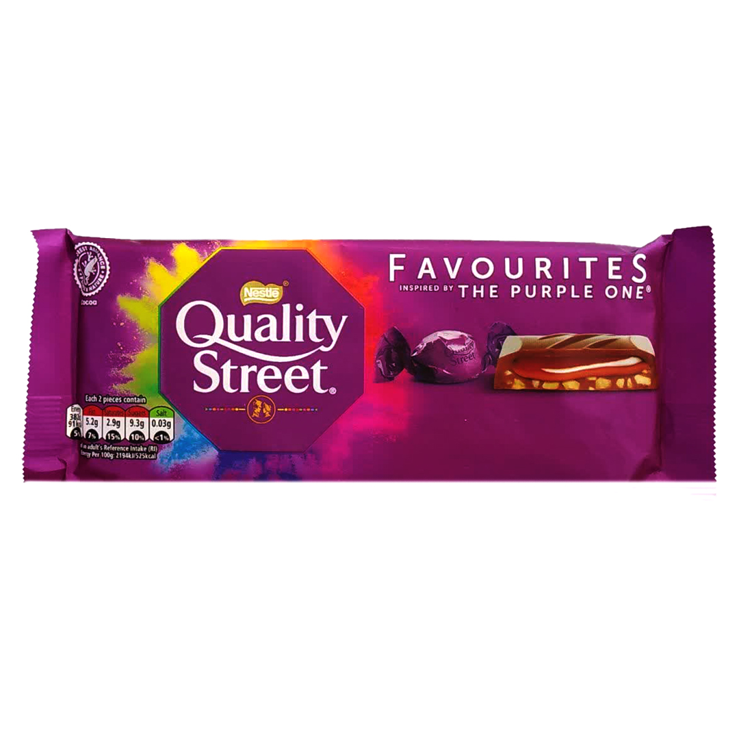 شکلات تخته ای کوالیتی استریت با مغز کارامل و فندق Quality Street وزن 87 گرم