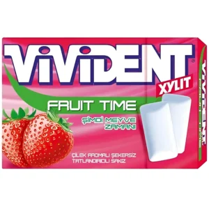 آدامس میوه ای ویویدنت با طعم توت فرنگی Vivident Fruit Time وزن 22 گرم
