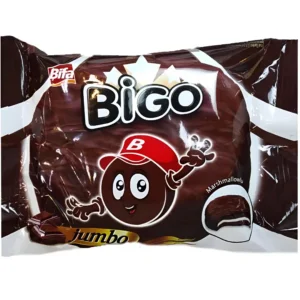 بیسکوییت سادویچی بیگو جامبو با کرم شکلاتی تلخ Bigo Jumbo وزن 50 گرم