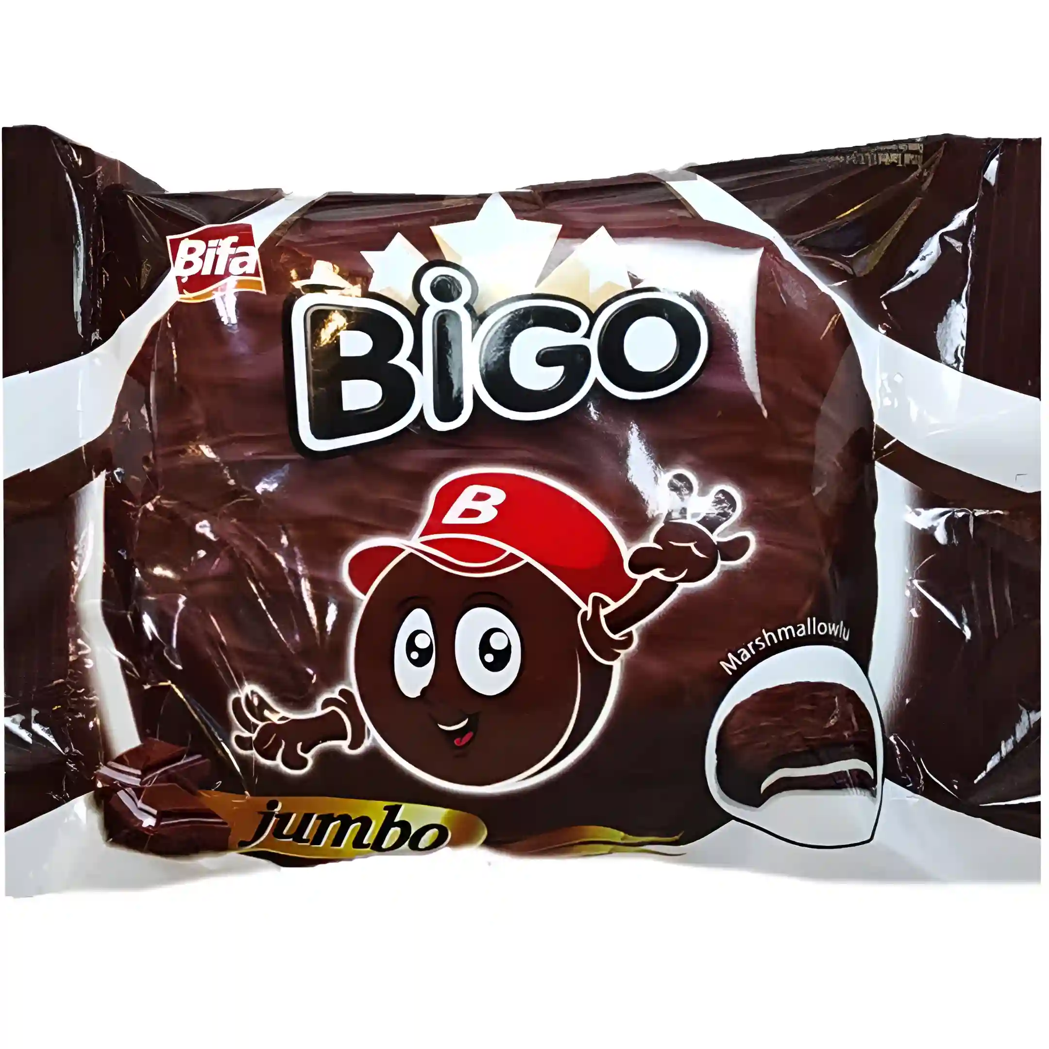 بیسکوییت سادویچی بیگو جامبو با کرم شکلاتی تلخ...