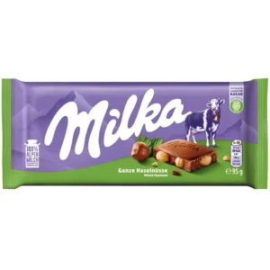 شکلات میلکا با مغز فندق کامل Milka Whole Hazelnuts وزن 100 گرم