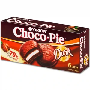 بیسکوئیت شوکوپای اوریون دارک با کرم شکلات تلخ 70 درصد 6 عددی Orion Choco Pie Dark وزن 180 گرم