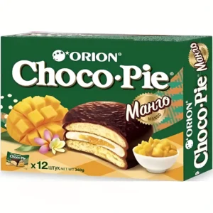 بیسکوئیت شوکو پای اوریون با کرم شکلاتی و انبه 12 عددی ORION Choco Pie Mango وزن 360 گرم