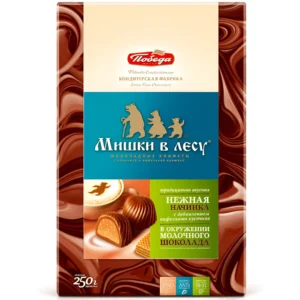 شکلات میشکی در جنگل پوبدا با فیلینگ و خرده وافل Pobeda Accopmu وزن 250 گرم