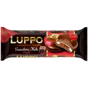 کیک شکلاتی لوپو با مغز مارشمالو و مارمالاد آلبالو Luppo Sandviç Kek وزن 184 گرم