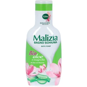 فوم شست و شو بدن مالیزیا حاوی رایحه آلوئه ورا و مگنولیا Malizia Bio Aloe Bath Foam حجم 1000 میل