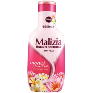 فوم شست و شو بدن مالیزیا حاوی رایحه مونوئی و گل‌های لوتوس Malizia Monoi Bath Foam حجم 1000 میل