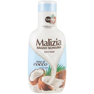 فوم شست و شو بدن مالیزیا حاوی عصاره شیر و نارگیل Malizia Latte di Cocco di Talco Bath Foam حجم 1000 میل