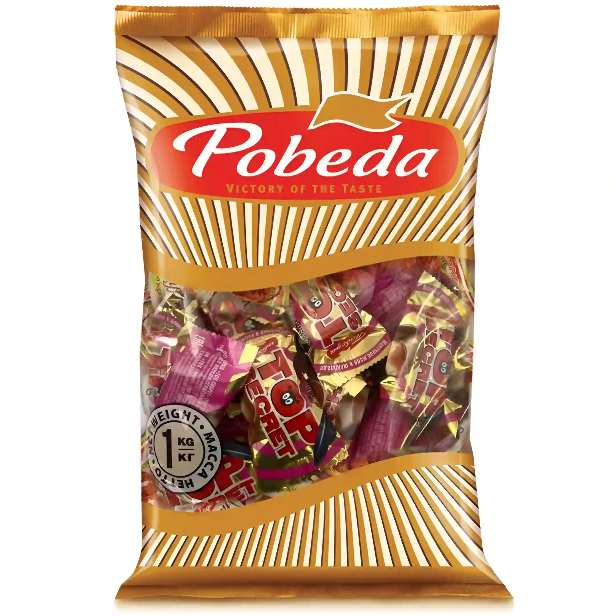 شکلات ژله ای تاپ سکرت پوبدا با مغز شیر عسلی و روکش شکلات شیری Pobeda Top Secret بسته 1 کیلویی
