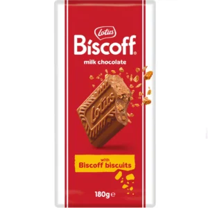 شکلات شیری بیسکوف لوتوس با مغز بیسکویت خرد شده و طعم کاراملی و ترد Lotus Biscoff وزن 180 گرم