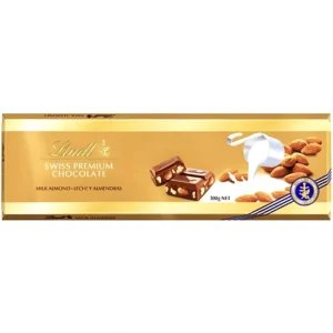 شکلات شیری لینت با مغز بادام Lindt Swiss Premium Milk and Almond وزن ۳۰۰ گرم