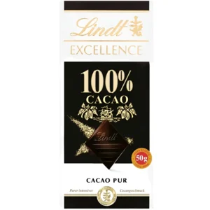 شکلات تلخ لینت با کرم کاکائو 100% Lindt Excellence Cacao Pur وزن 50 گرم