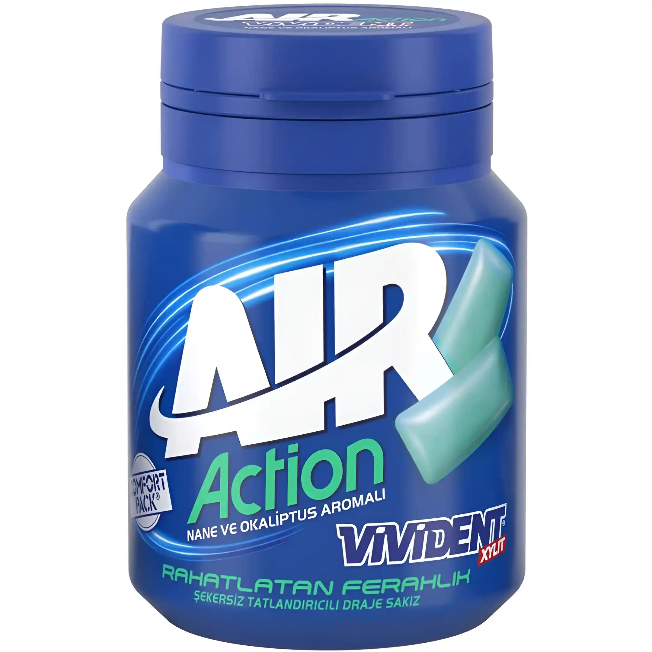 آدامس بدون شکر ویویدنت با طعم نعنا و اکالیپتوس Vivident Air Action وزن 67 گرم