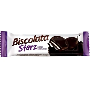 بیسکویت بیسکولاتا استارز با کرم شکلات تلخ Biscolata Starz وزن 82 گرم
