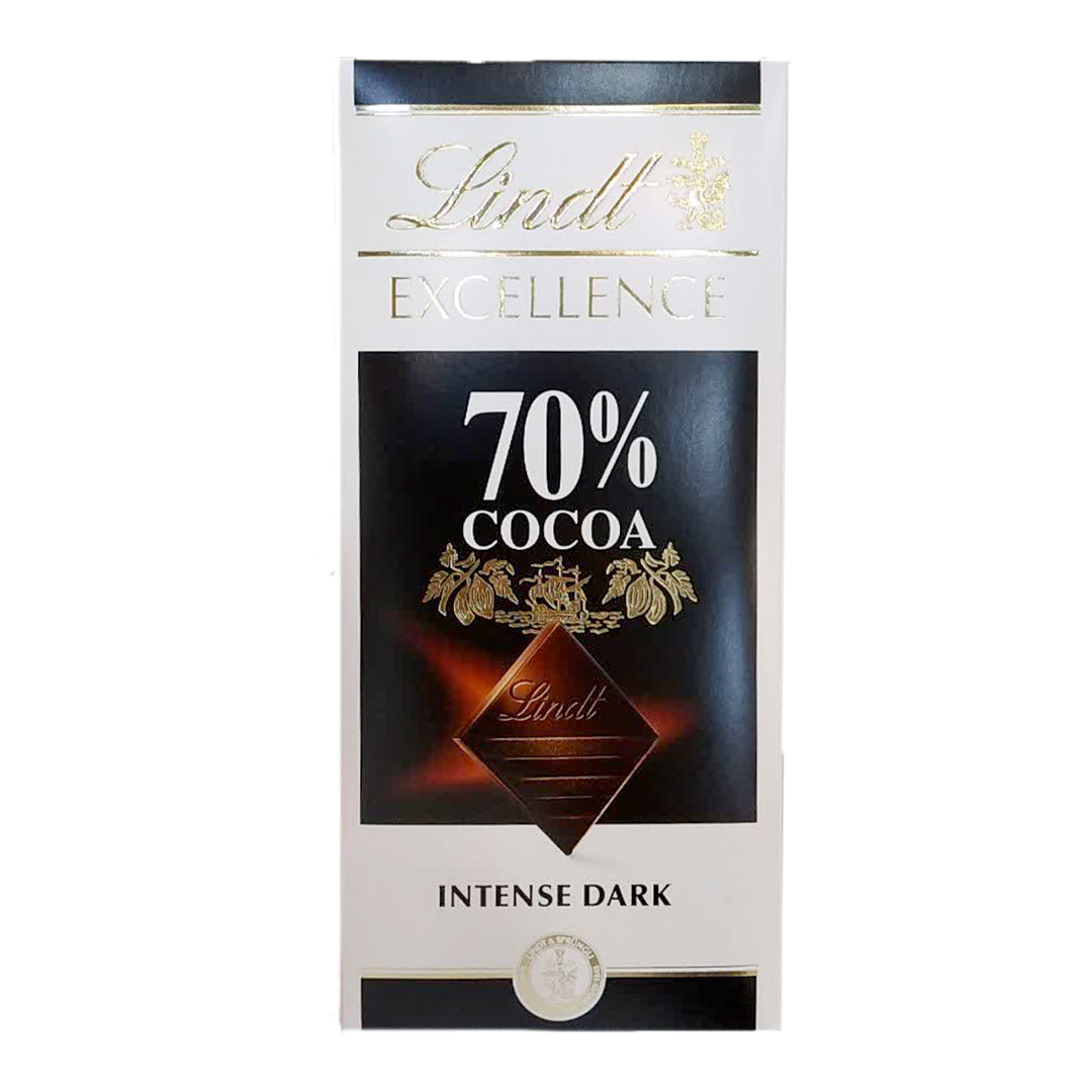 شکلات تخته ای تلخ ۷۰ درصد لینت Lindt Excellence Intense Dark وزن ۱۰۰ گرم
