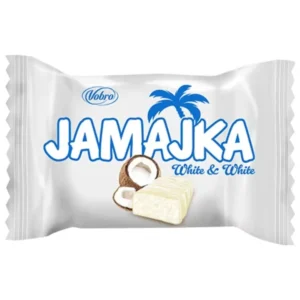 شکلات جاماجکا وبرو با مغز کرم نارگیل و روکش کرم سفید Vobro Jamajka Coconut White & White بسته 1 کیلویی